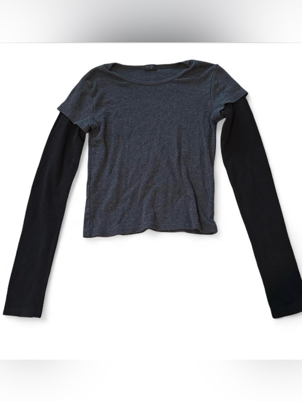 John Galt Grey & Black Layered Long Sleeve T-Shirt